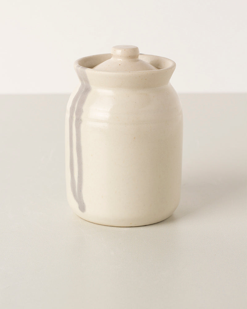 Bote Ceramico Brush Pequeño Blanco 350ml Trazo Gris