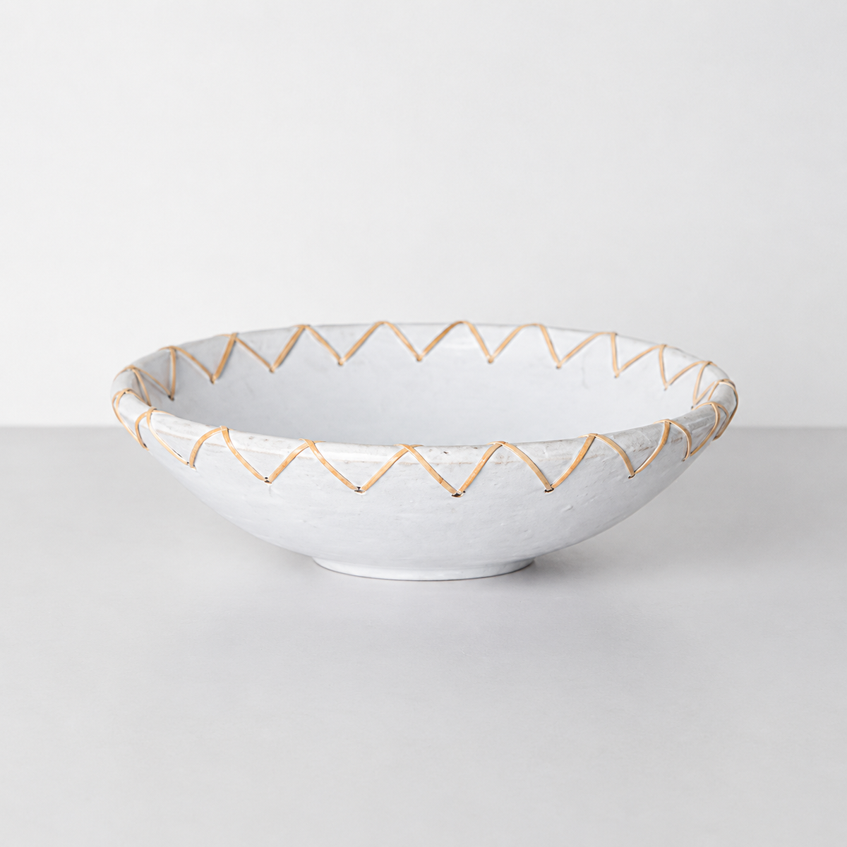 Bowl Decorativo Terracota y Ratan Ibon Color Blanco