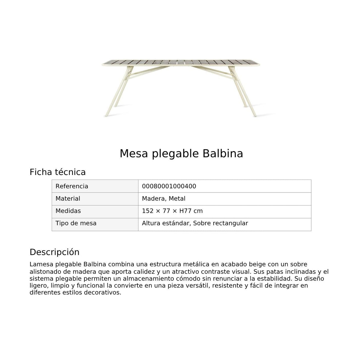 Mesa plegable Balbina