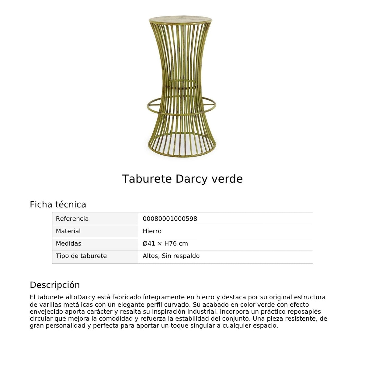 Taburete Darcy verde