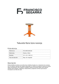 Taburete Reno tono naranja