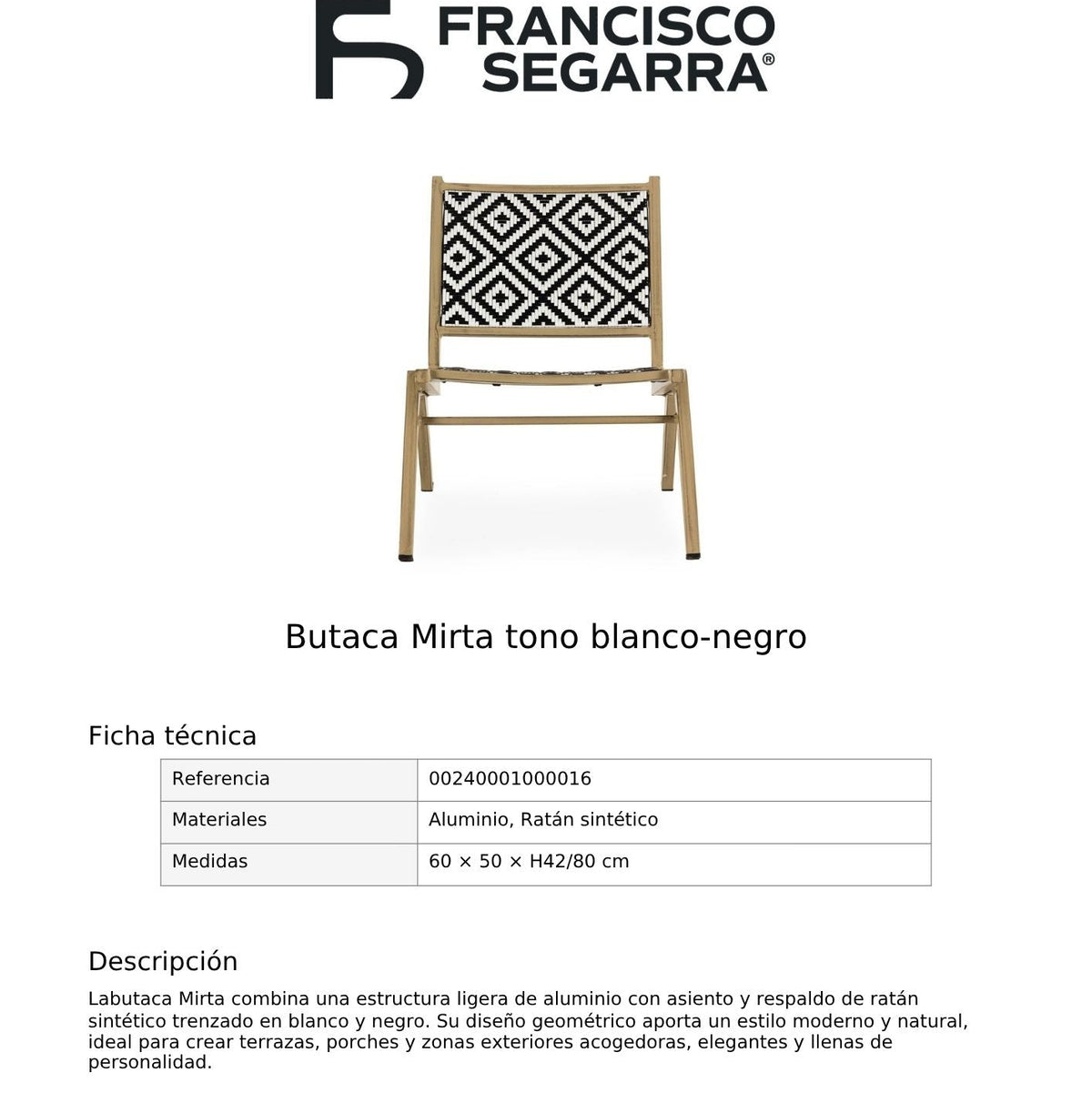 Butaca Mirta tono blanco-negro