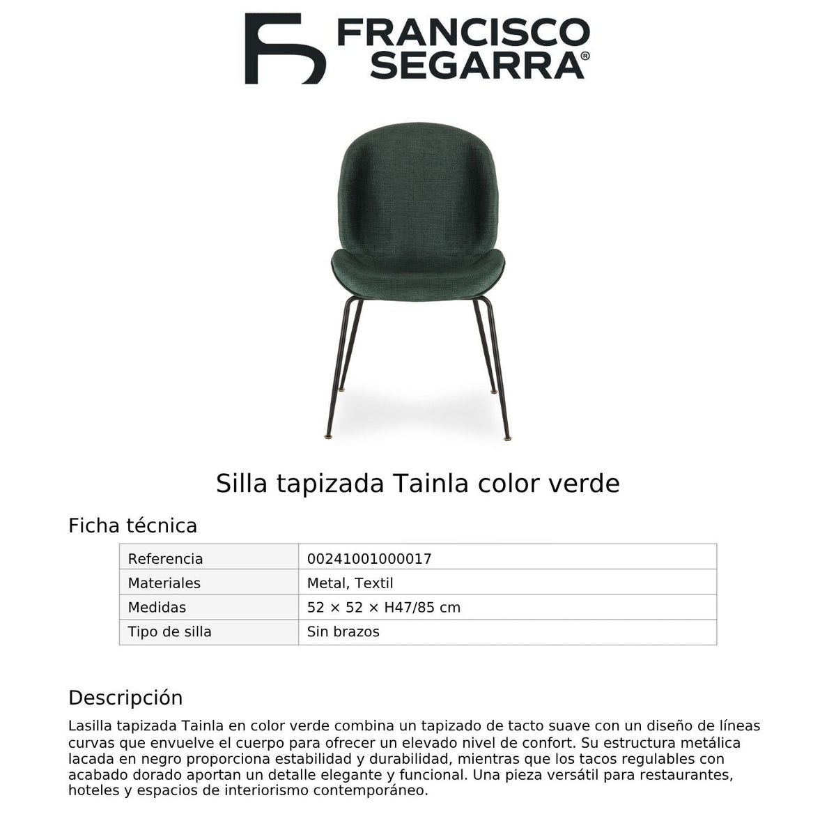 Silla tapizada Tainla color azul