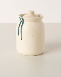 Bote Ceramico Brush Pequeño Blanco 350ml Trazo Verde