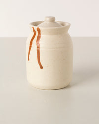 Bote Ceramico Brush Pequeño Blanco 350ml Trazo Marron