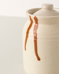 Bote Ceramico Brush Pequeño Blanco 350ml Trazo Marron