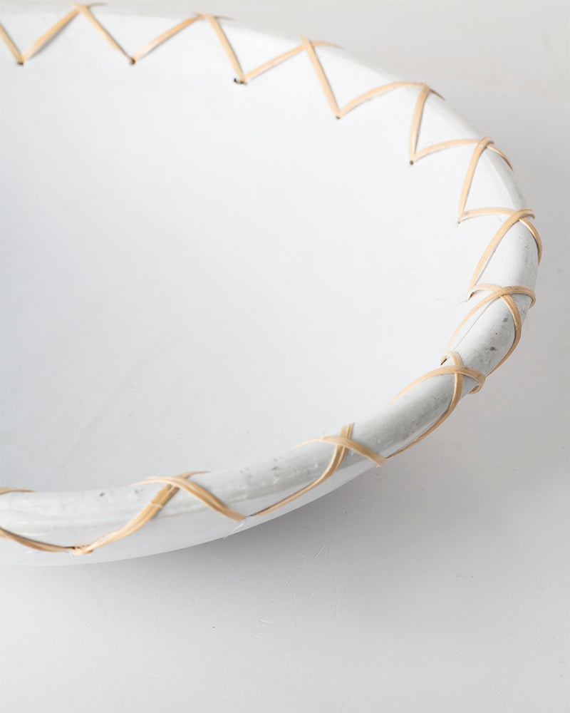 Bowl Decorativo Terracota y Ratan Ibon  Color Blanco