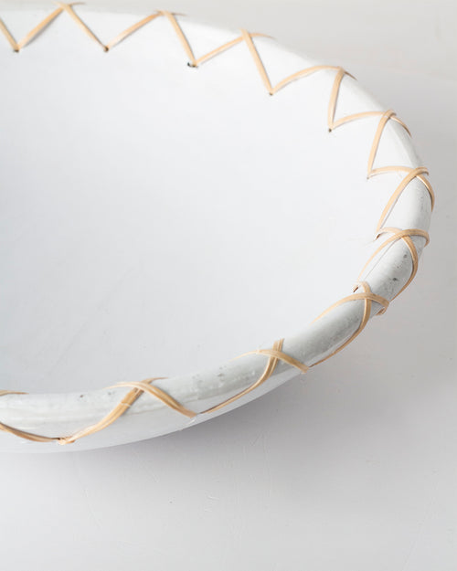Bowl Decorativo Terracota y Ratan Ibon  Color Blanco
