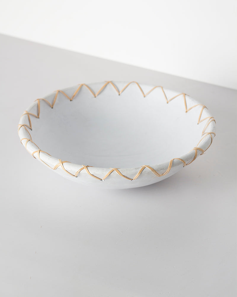 Bowl Decorativo Terracota y Ratan Ibon  Color Blanco
