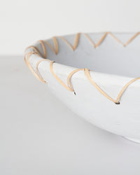 Bowl Decorativo Terracota y Ratan Ibon  Color Blanco