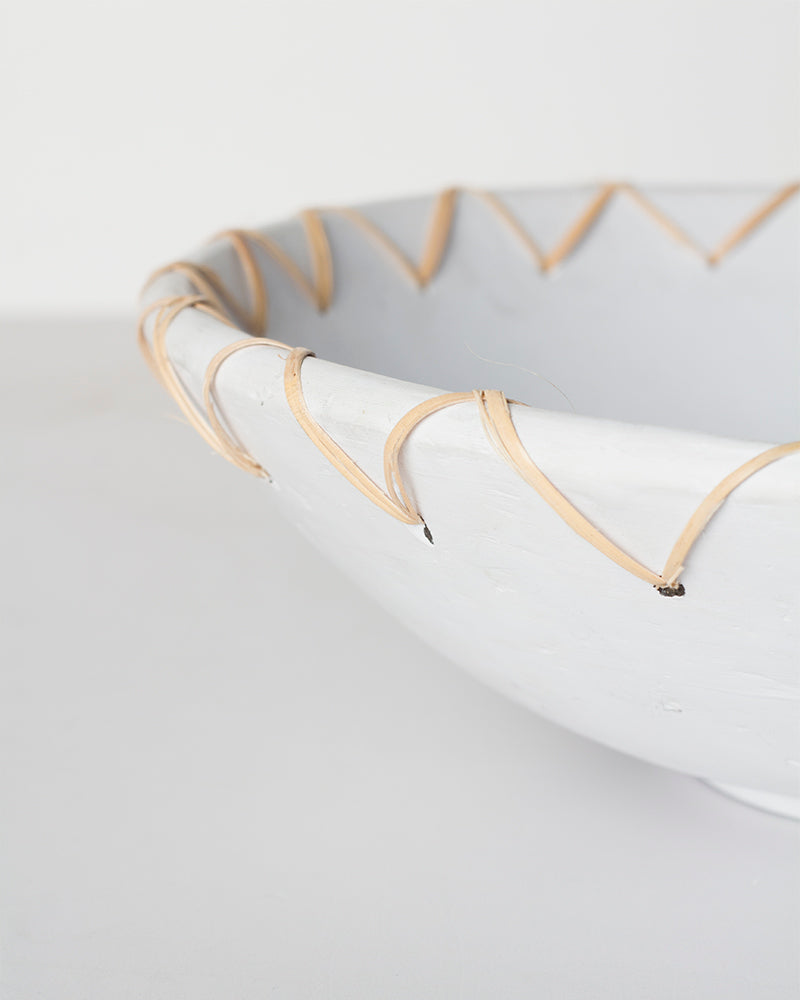 Bowl Decorativo Terracota y Ratan Ibon  Color Blanco