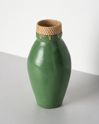 Jarron de Terracota y Ratan Anayet Grande Color Verde