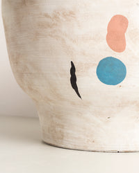Vasija Terracota Decorativo Blanco Face