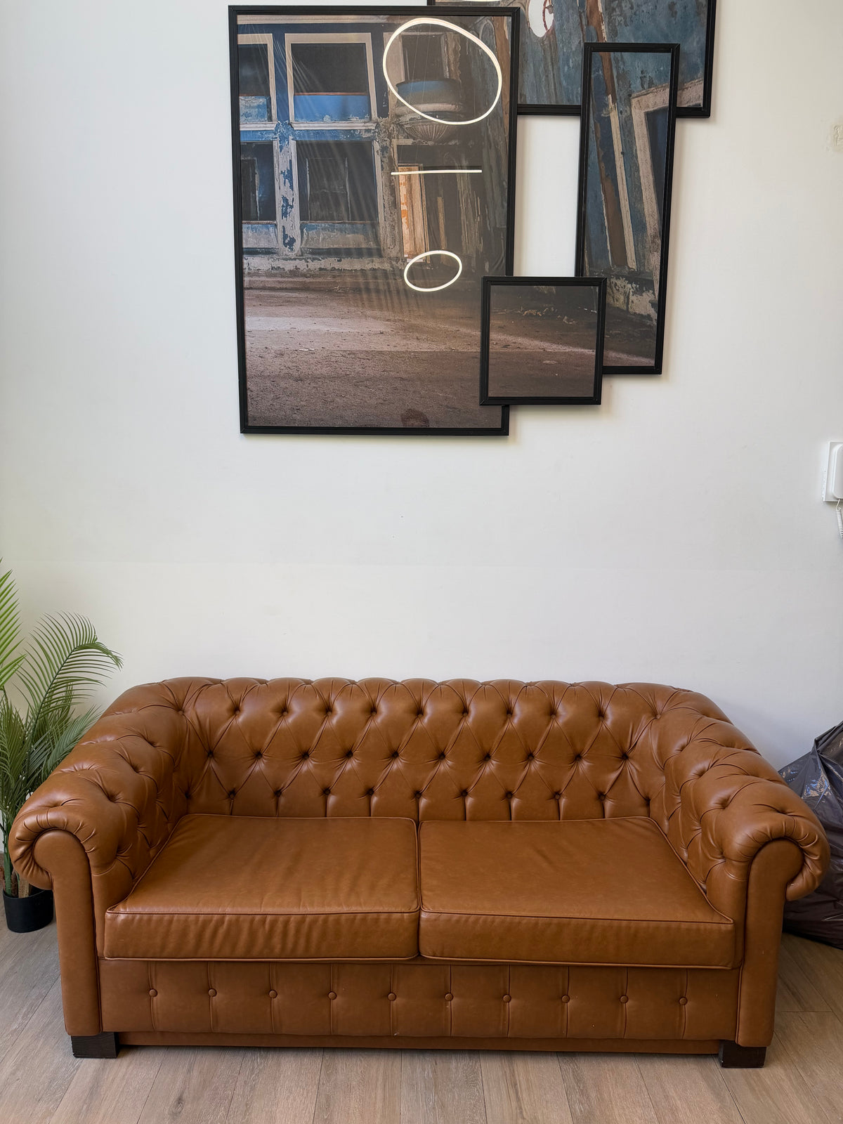 Sofá cama Chesterfield piel/cuero