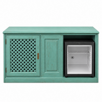 Mueble minibar lacado verde agua con nevera