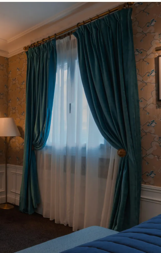 Rideaux Velours Bleu Canard 240x160