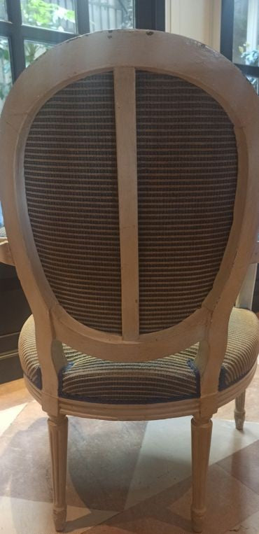Fauteuil de style Louis XVI - gris/bleu