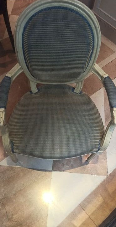 Fauteuil de style Louis XVI - gris/bleu