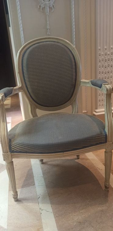 Fauteuil de style Louis XVI - gris/bleu