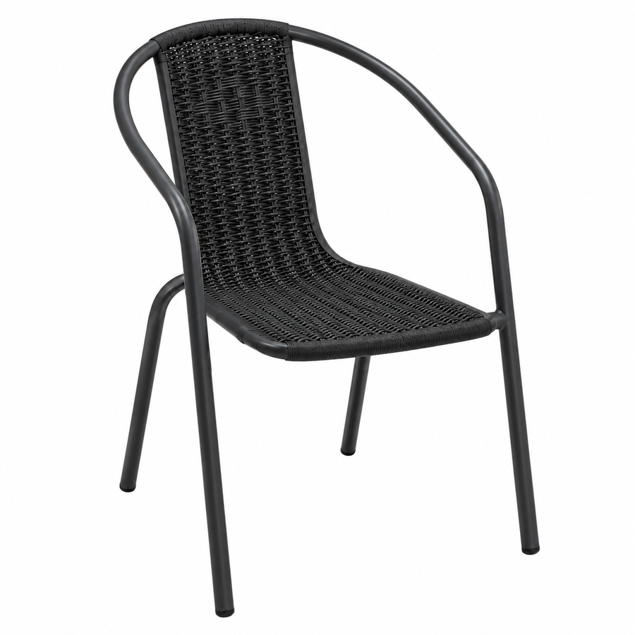 Silla de exterior de fibra trenzada negra (cuarto)
