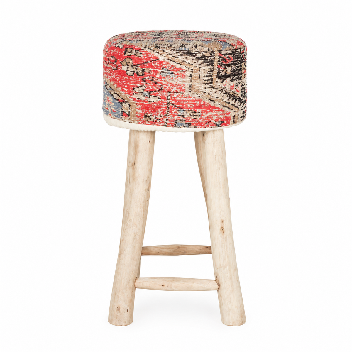 Taburete Chelsy tono beige-rojo