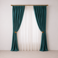 Rideaux Velours Bleu Canard 240x160