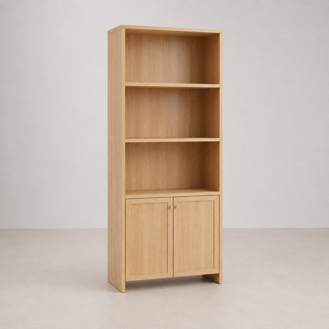 Estantería alta de madera clara