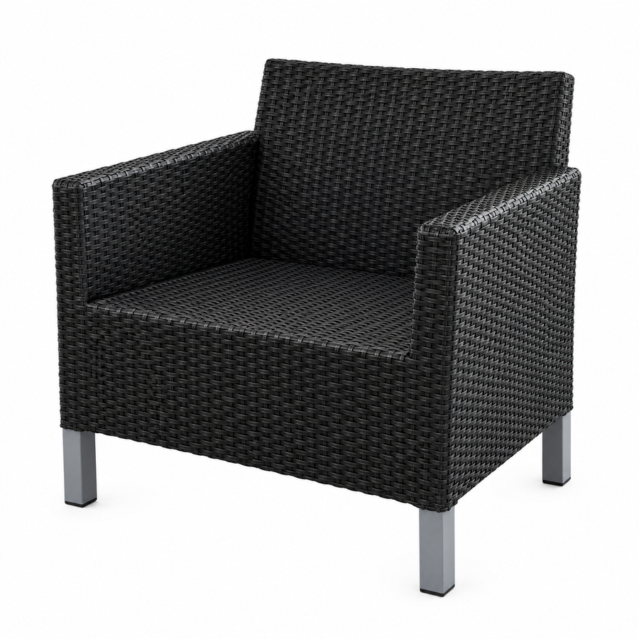 Sillón de mimbre con cojín