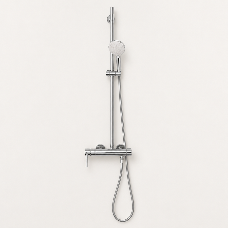 Conjunto de ducha termostática cromada