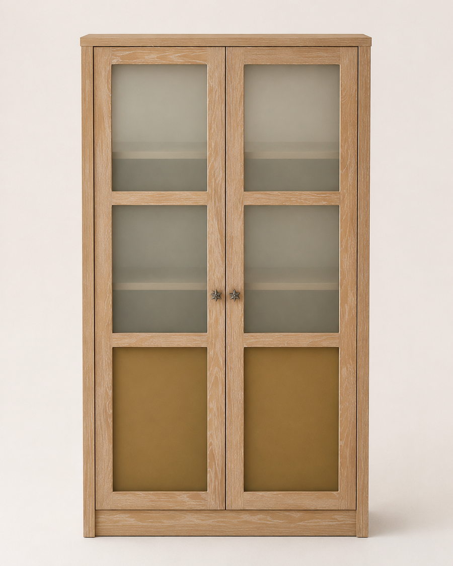 Puertas de armario de madera con cristal