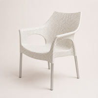 Silla con brazos de rattán sintético blanco
