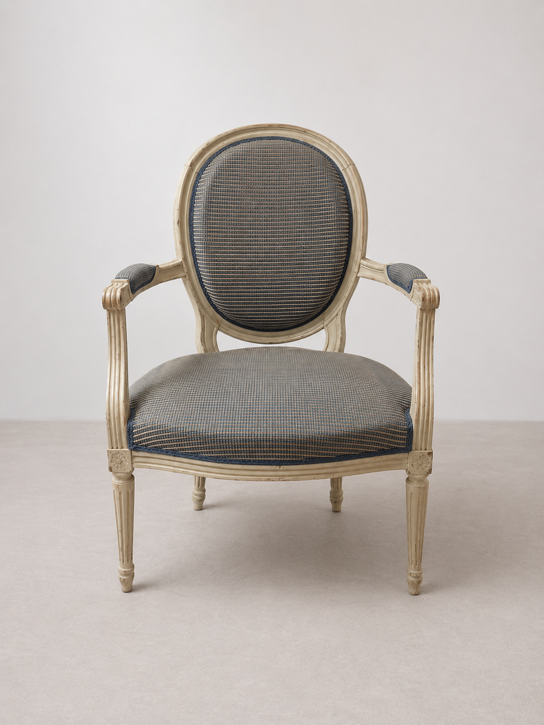 Fauteuil de style Louis XVI - gris/bleu
