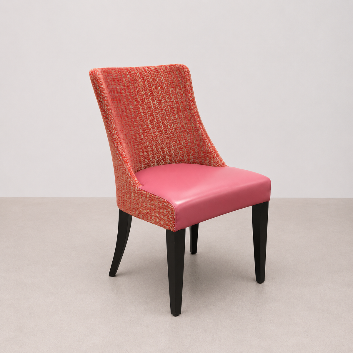 Chaise Prune Dorée & Cuir Rose