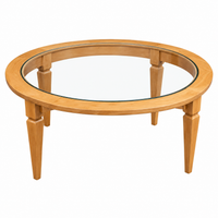 Mesa de café redonda de madera y cristal