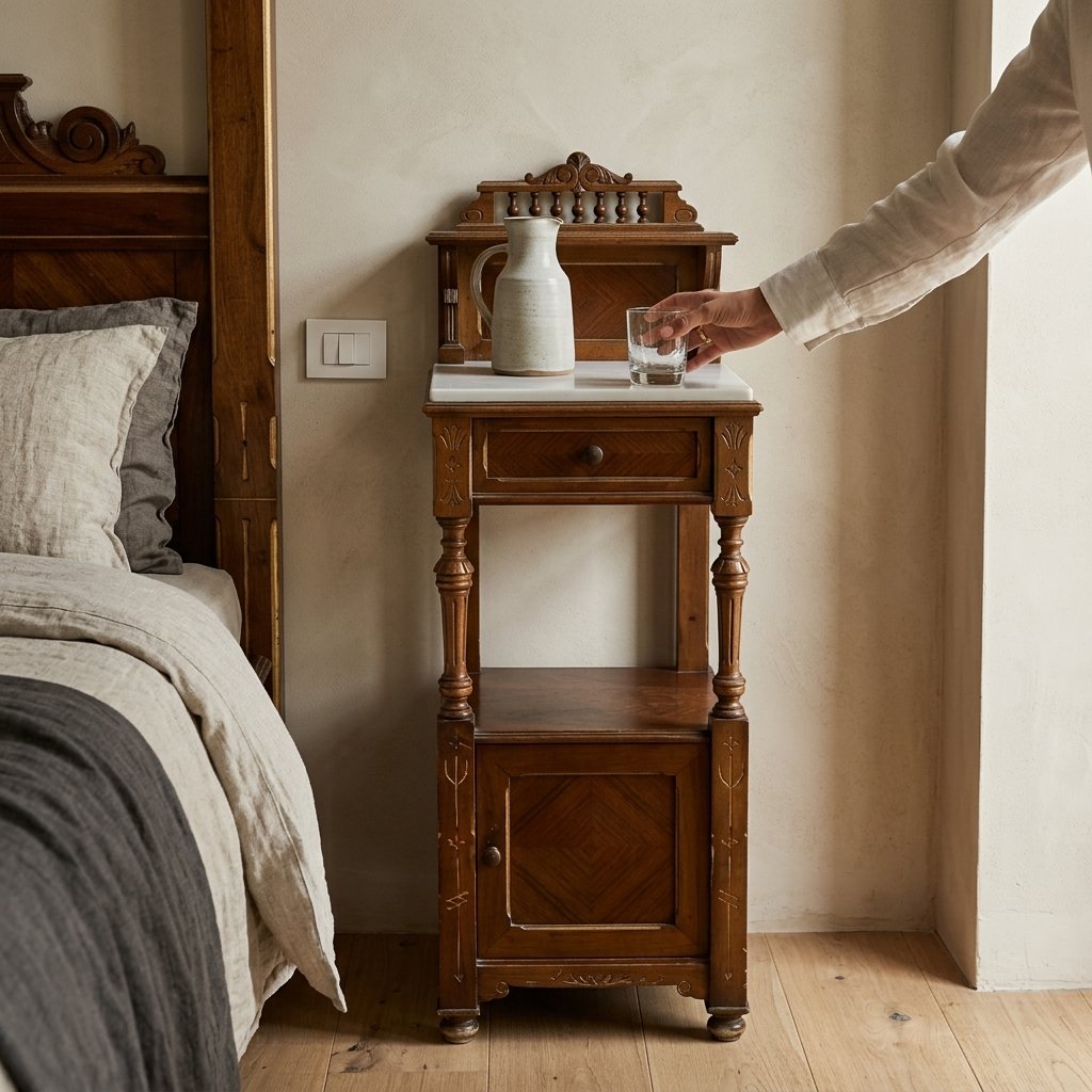 Chevet baroque en bois et marbre