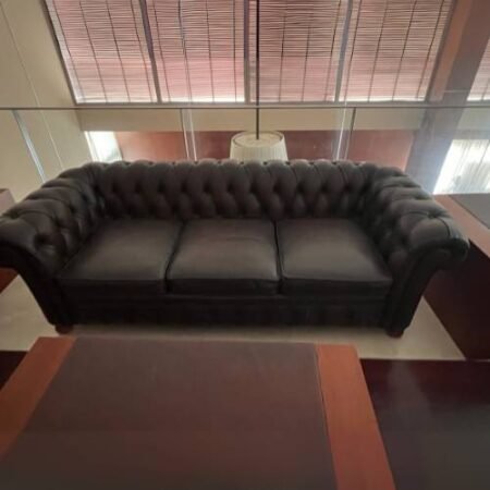 Sofa Cuero Marrón 3 Cuerpos