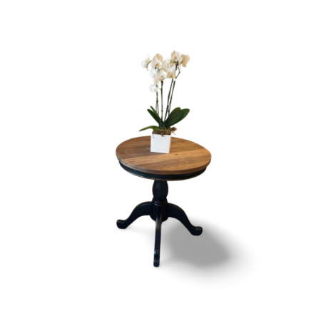 Mesa redonda para salón de madera y base con patas