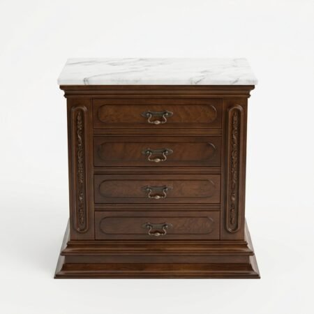 Mesilla de noche madera y marmol simple