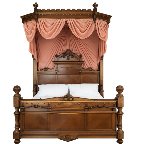 Cama antigua de dosel victoriana